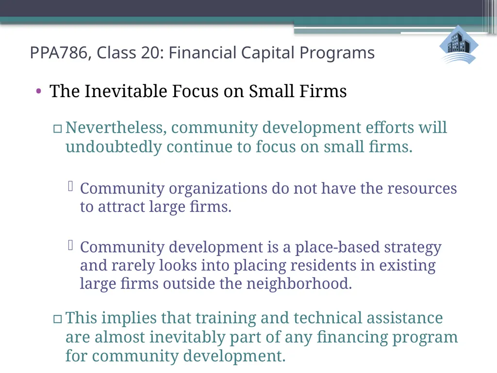 PPA786: Urban Policy Class 20: Financial Capital - slide 7 of 36