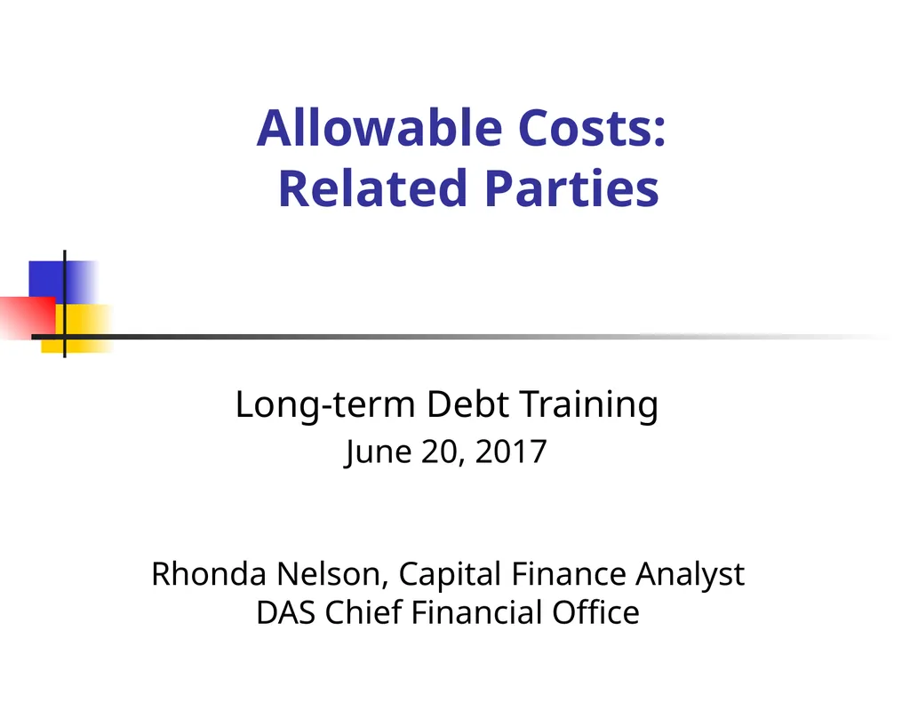 Allowable Costs: Related Parties Long-term Debt