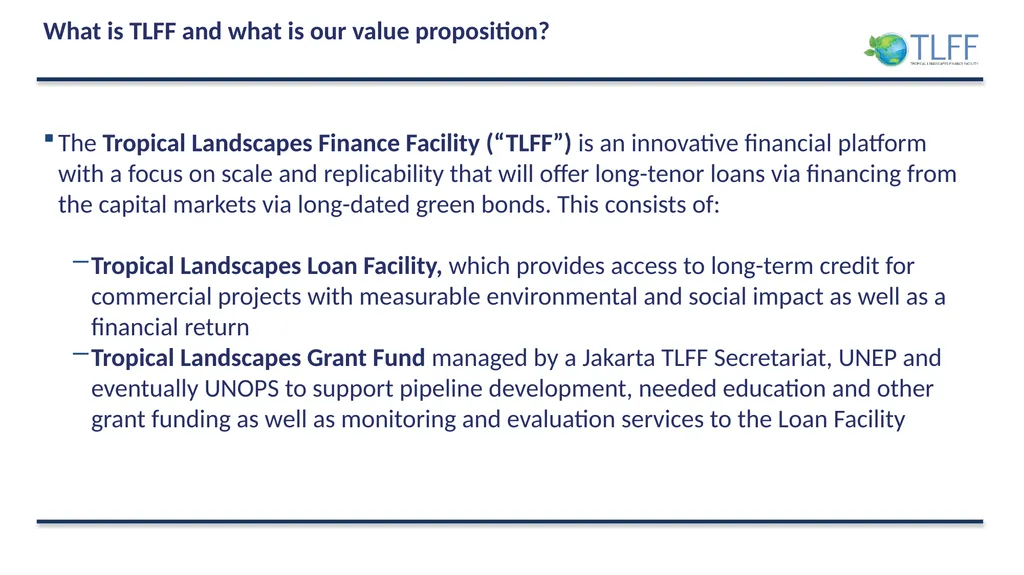 The Tropical Landscapes Finance Facility for - slide 3 of 13