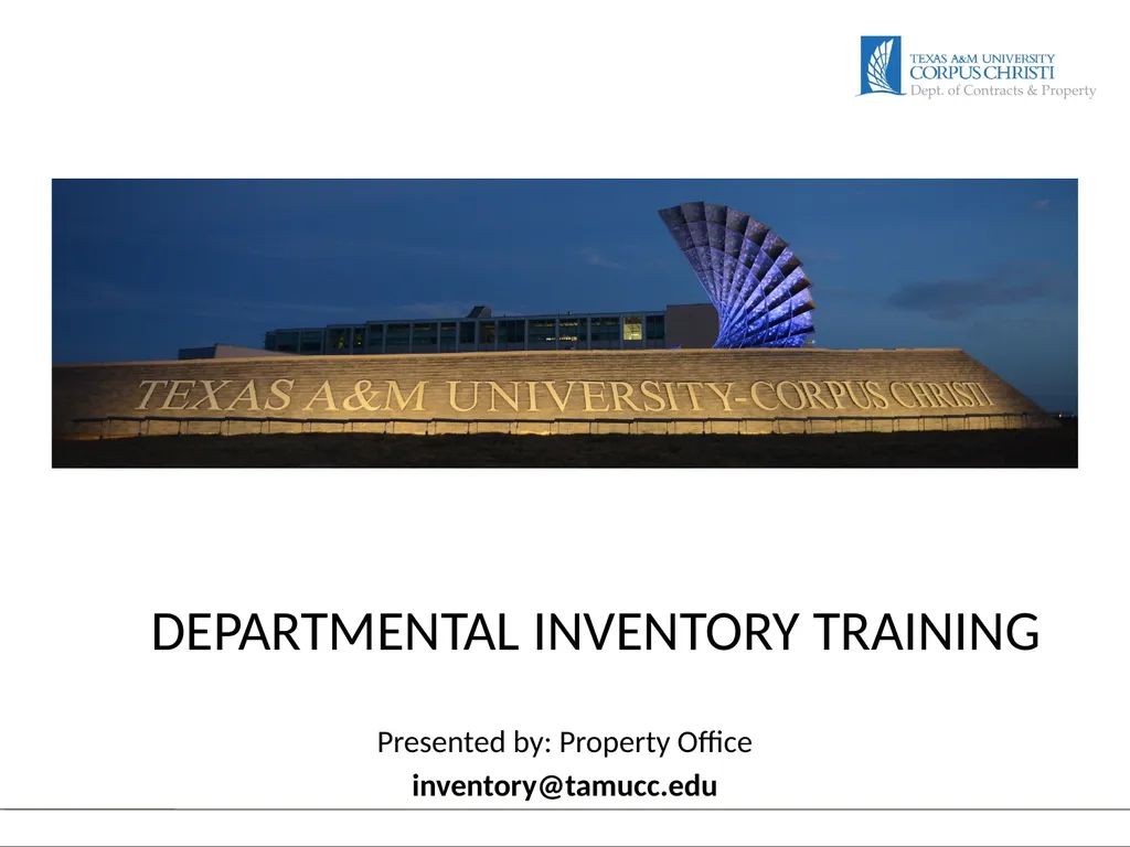 DEPARTMENTAL INVENTORY Training Presented by: - slide 1 of 19