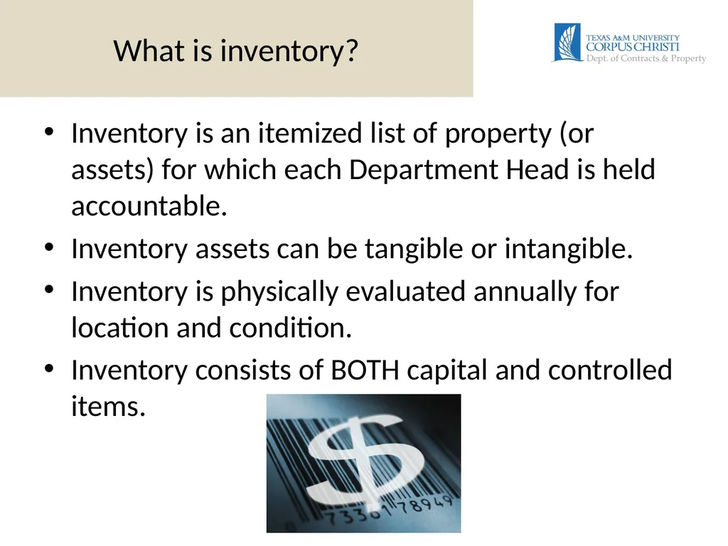 DEPARTMENTAL INVENTORY Training Presented by: - slide 5 of 19