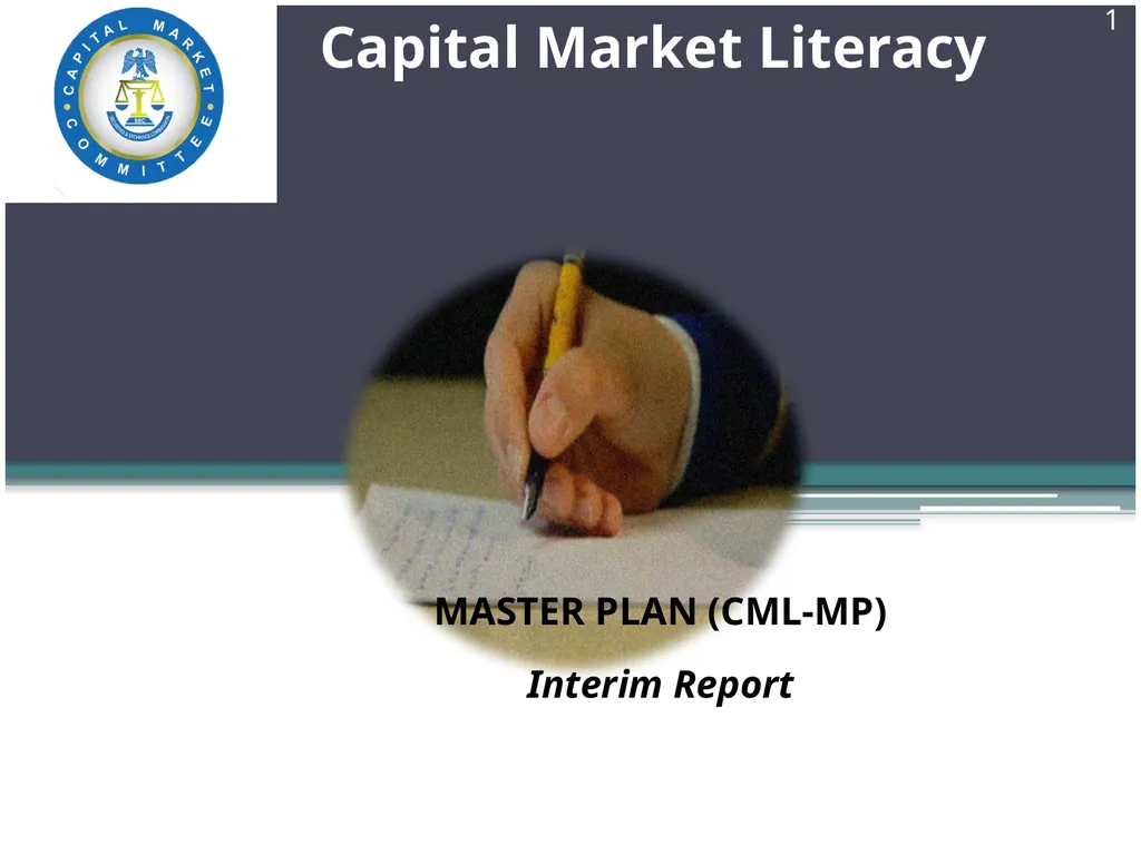 Capital Market Literacy MASTER PLAN (CML-MP) - slide 1 of 27