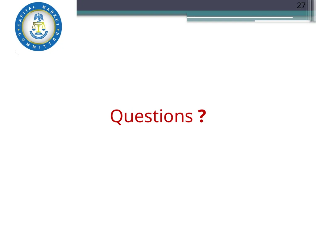 Capital Market Literacy MASTER PLAN (CML-MP) - slide 27 of 27