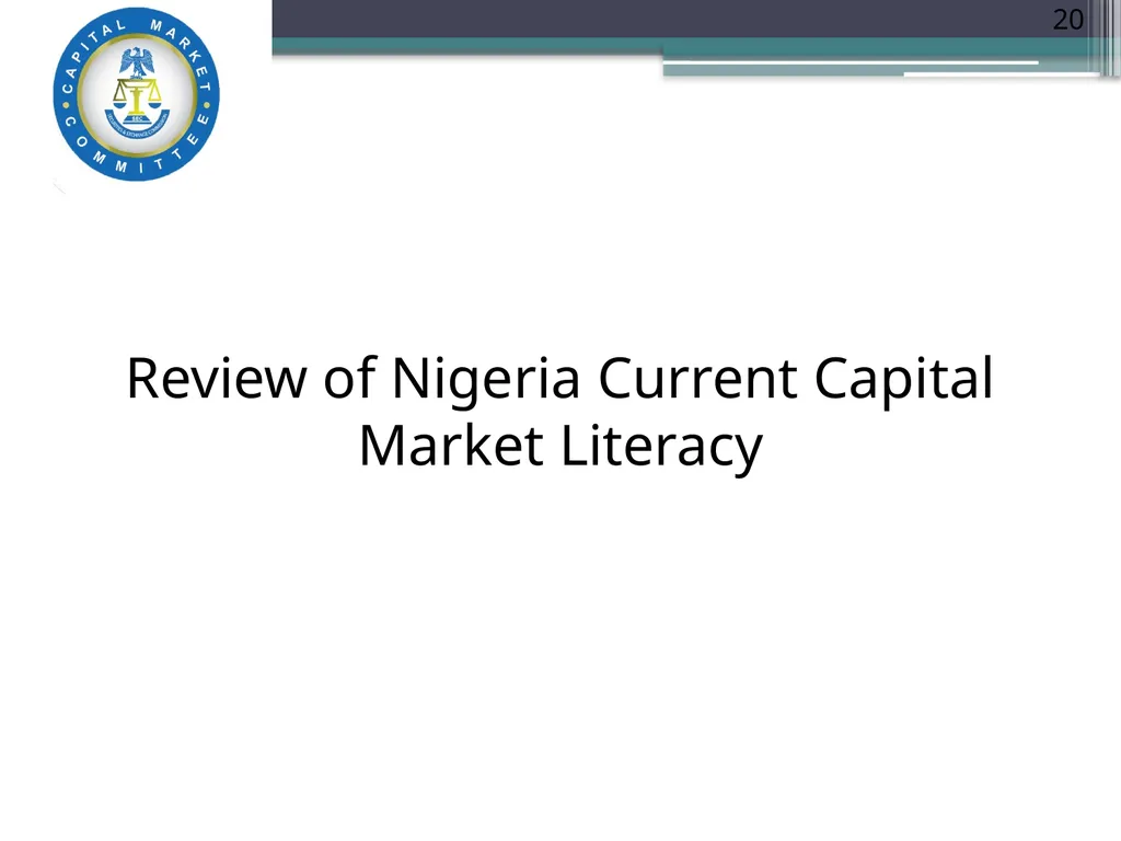 Capital Market Literacy MASTER PLAN (CML-MP) - slide 20 of 27