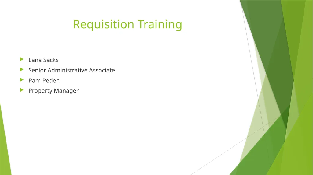 Requisition Training Lana Sacks Senior - slide 1 of 11