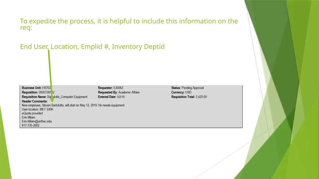 Requisition Training Lana Sacks Senior - slide 9 of 11