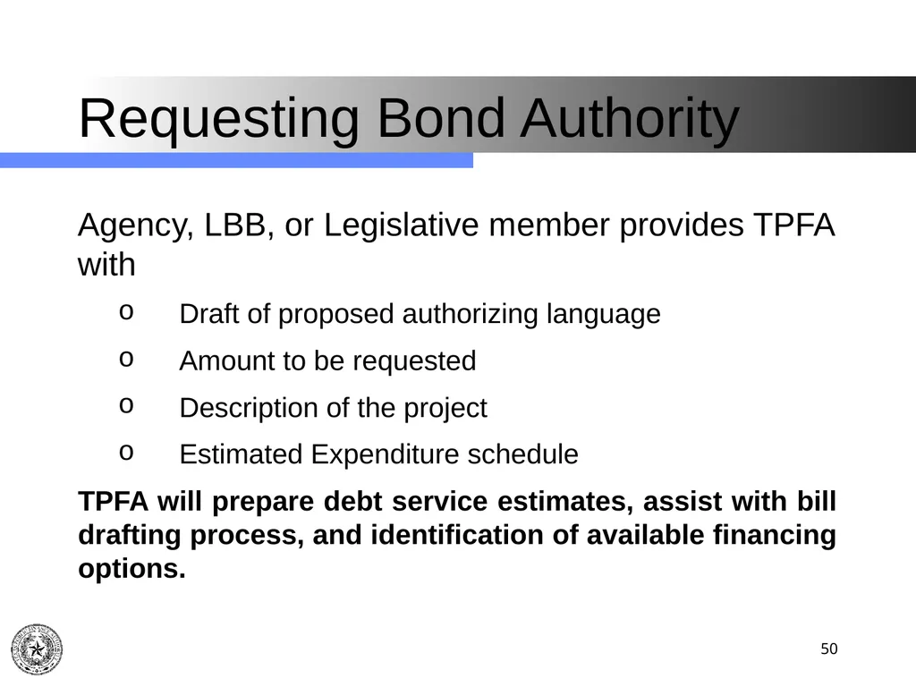 Texas Public Finance Authority Pre-Legislative - slide 50 of 57