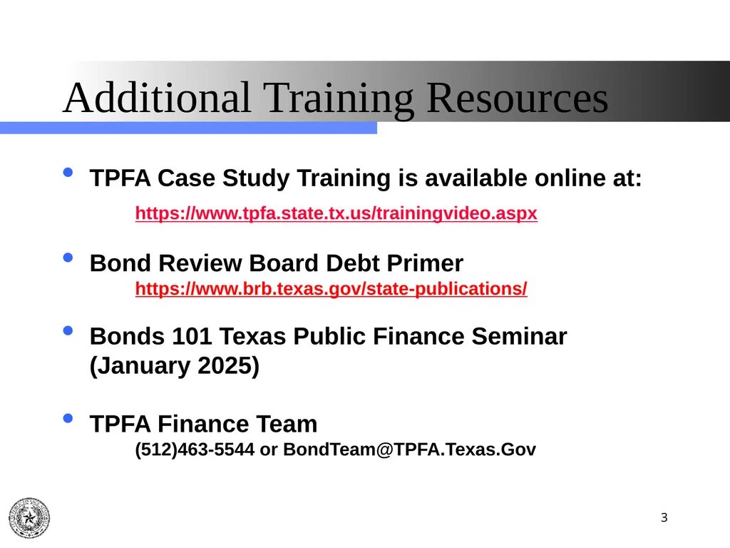 Texas Public Finance Authority Pre-Legislative - slide 3 of 57