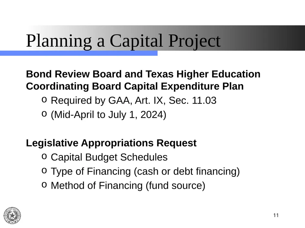 Texas Public Finance Authority Pre-Legislative - slide 11 of 57