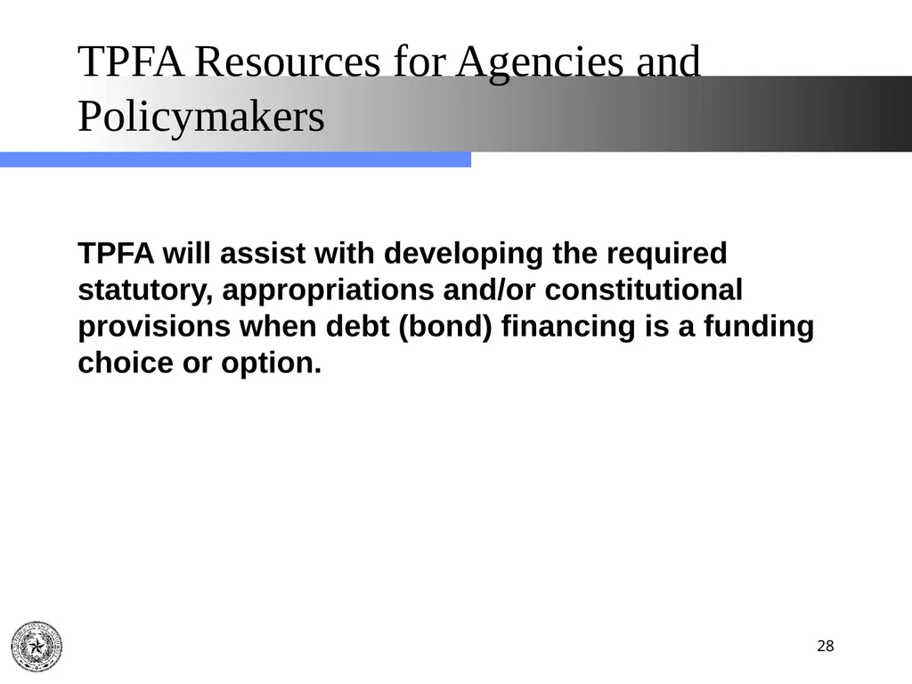 Texas Public Finance Authority Pre-Legislative - slide 28 of 57