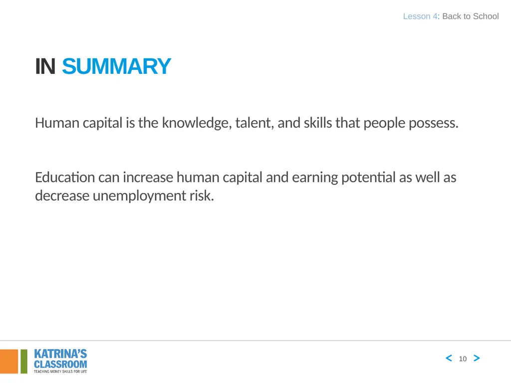 Lesson 4 Back to School Part 1 Human Capital and - slide 10 of 11