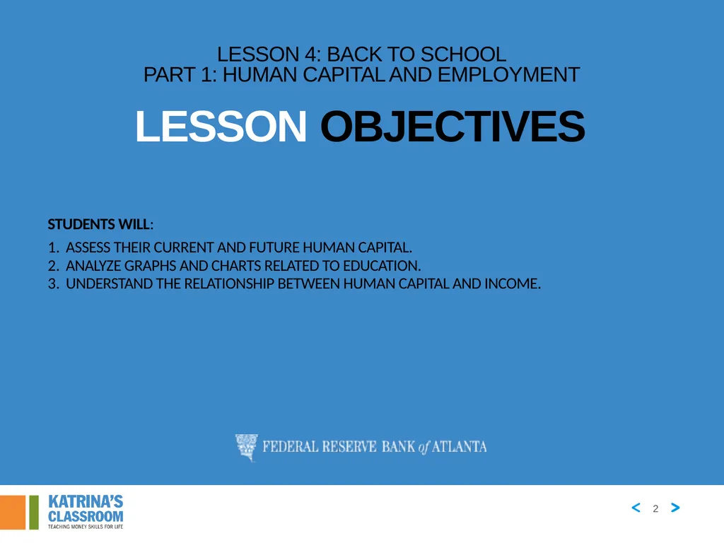 Lesson 4 Back to School Part 1 Human Capital and - slide 2 of 11