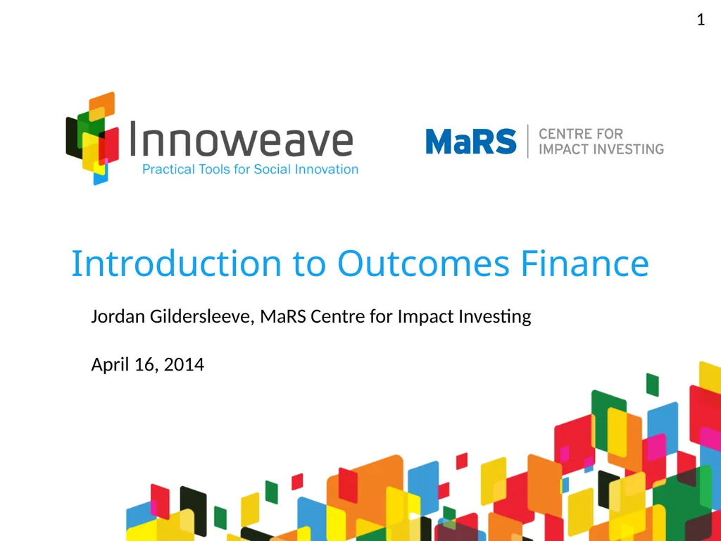 1 Introduction to Outcomes Finance Jordan - slide 1 of 25
