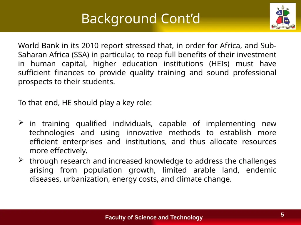 Financing Higher Education in Lesotho and a - slide 5 of 23