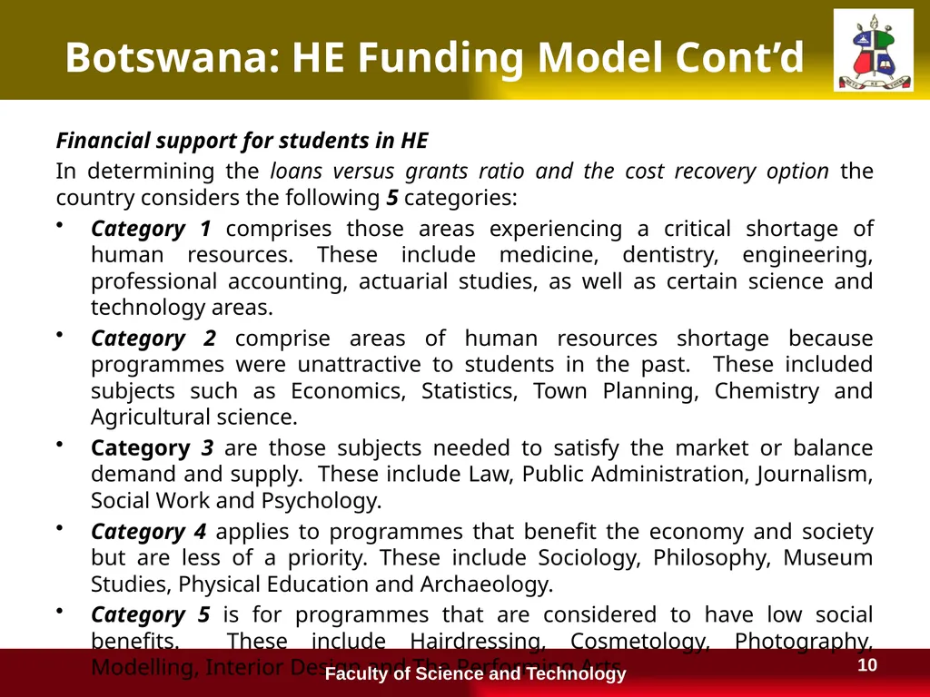 Financing Higher Education in Lesotho and a - slide 10 of 23