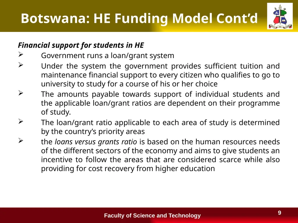 Financing Higher Education in Lesotho and a - slide 9 of 23
