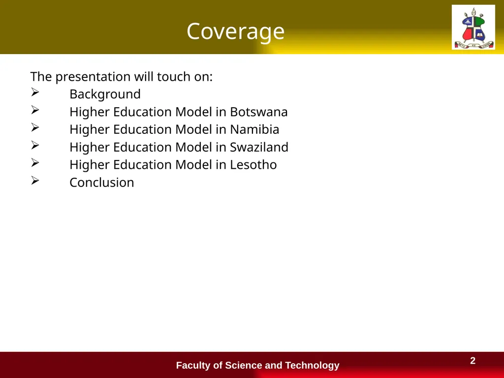 Financing Higher Education in Lesotho and a - slide 2 of 23