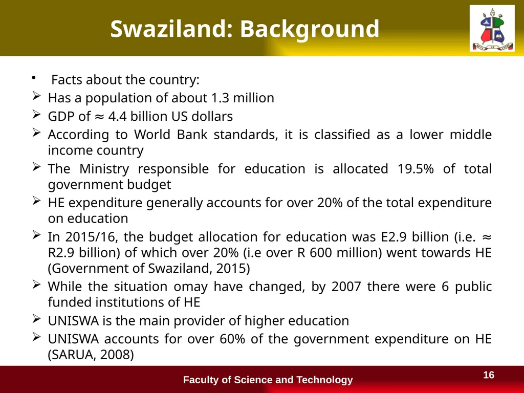 Financing Higher Education in Lesotho and a - slide 16 of 23