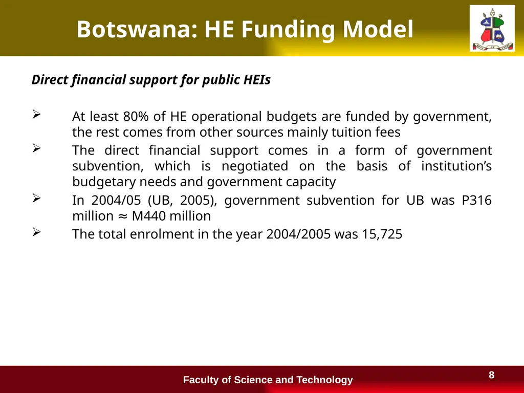 Financing Higher Education in Lesotho and a - slide 8 of 23