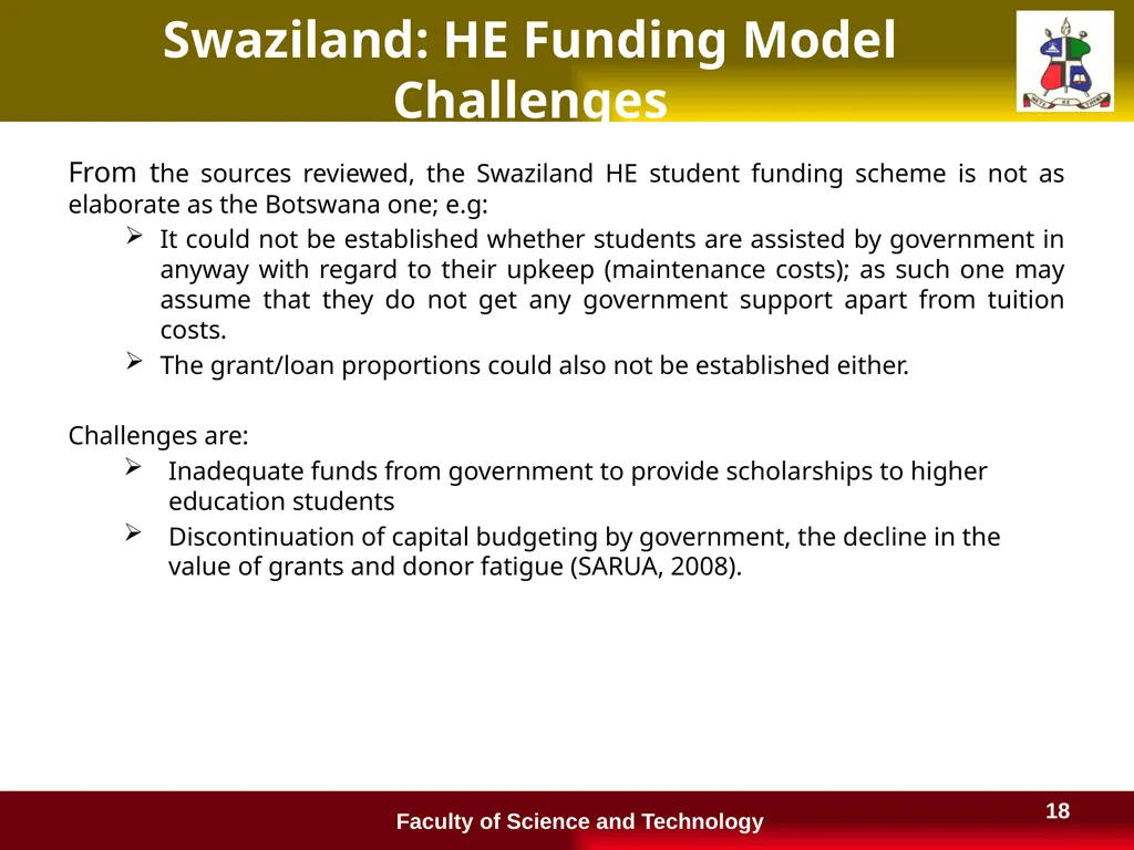 Financing Higher Education in Lesotho and a - slide 18 of 23
