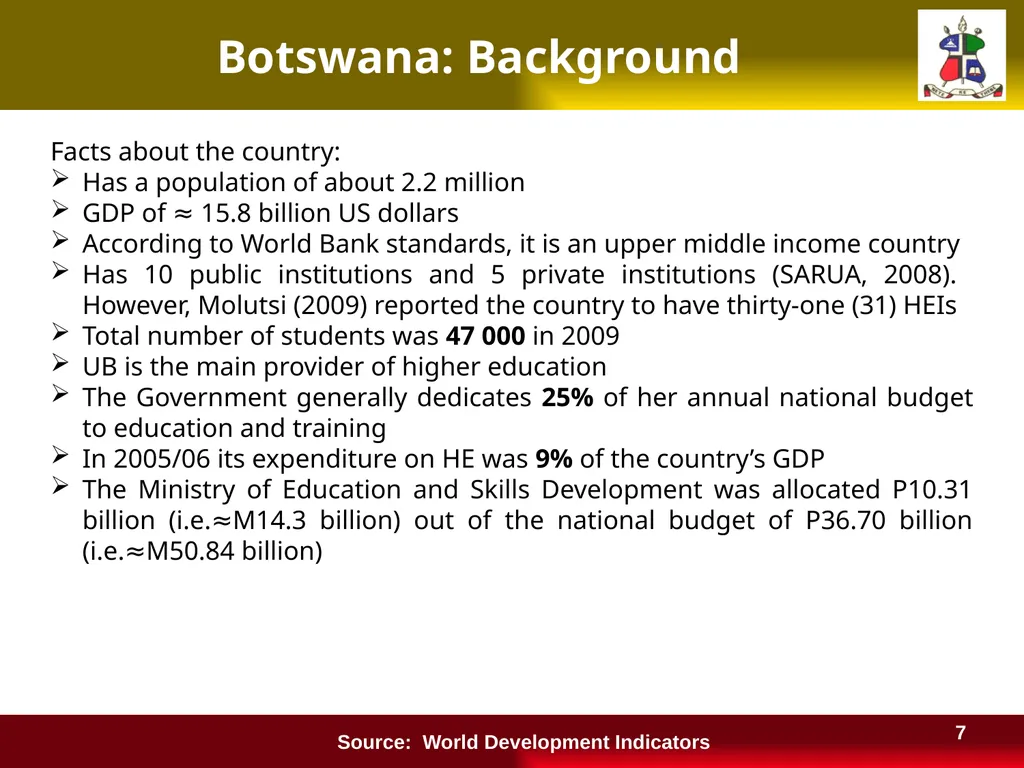 Financing Higher Education in Lesotho and a - slide 7 of 23