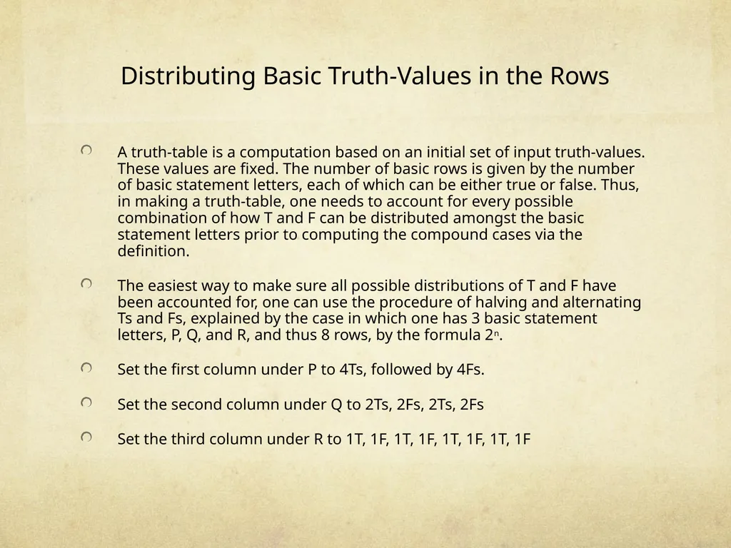 Logic & Critical Reasoning Truth-Table Analysis - slide 4 of 15