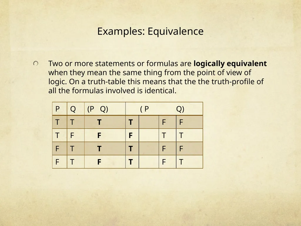 Logic & Critical Reasoning Truth-Table Analysis - slide 13 of 15