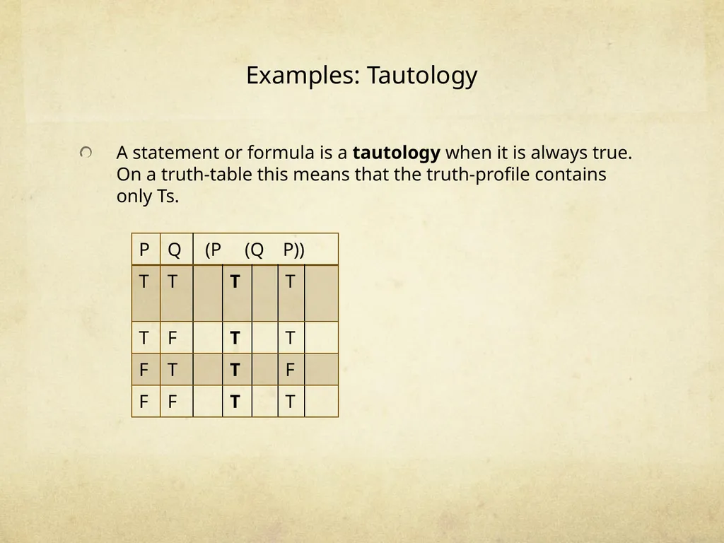 Logic & Critical Reasoning Truth-Table Analysis - slide 8 of 15