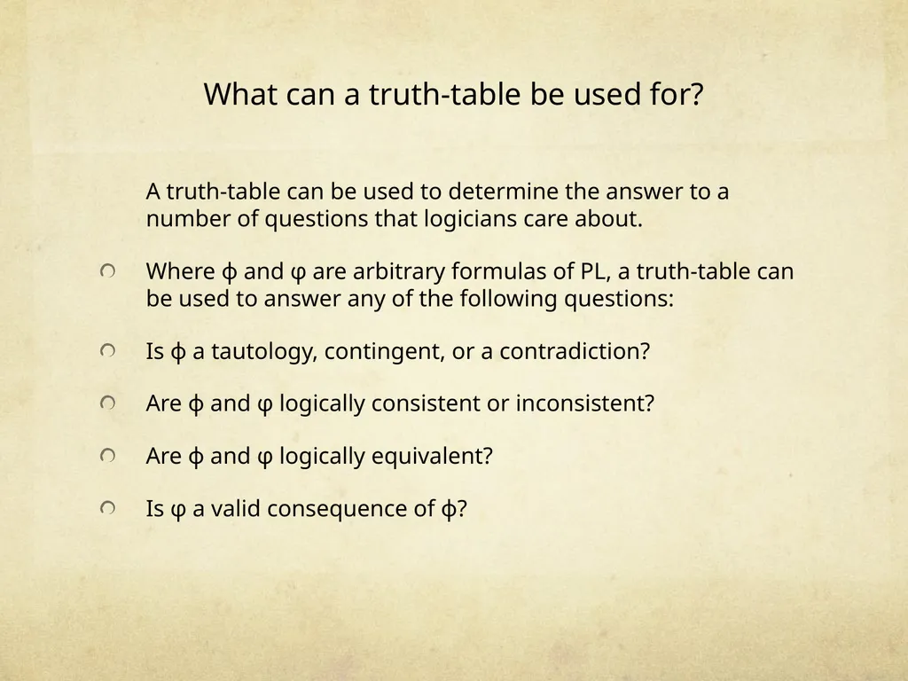 Logic & Critical Reasoning Truth-Table Analysis - slide 6 of 15