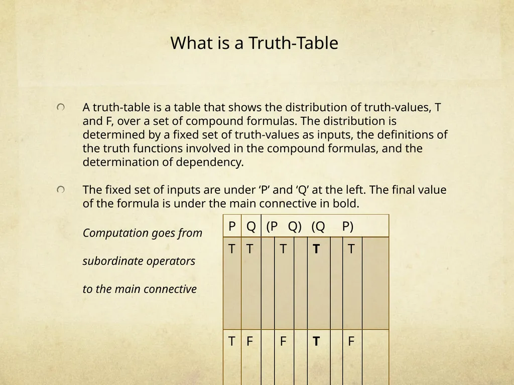 Logic & Critical Reasoning Truth-Table Analysis - slide 2 of 15