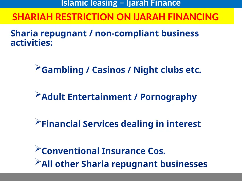 ISLAMIC LEASING FINANCE – IJARAH SHARIAH AWARENESS - slide 13 of 16