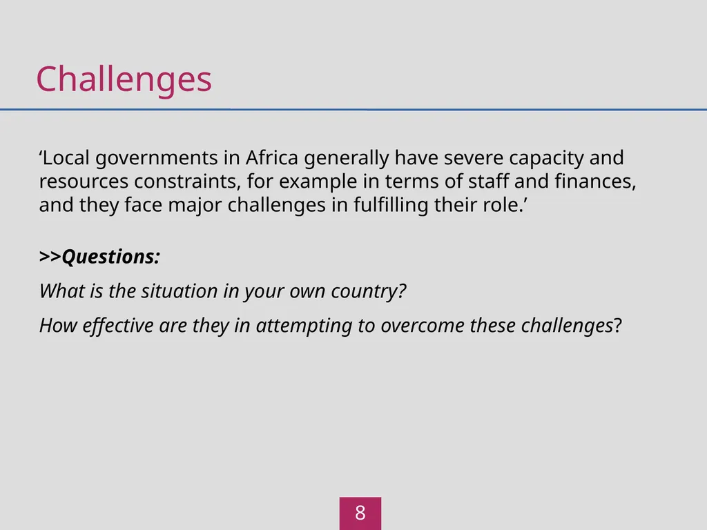 Local Government Learning Outcomes Participants - slide 8 of 21