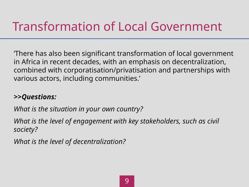 Local Government Learning Outcomes Participants - slide 9 of 21