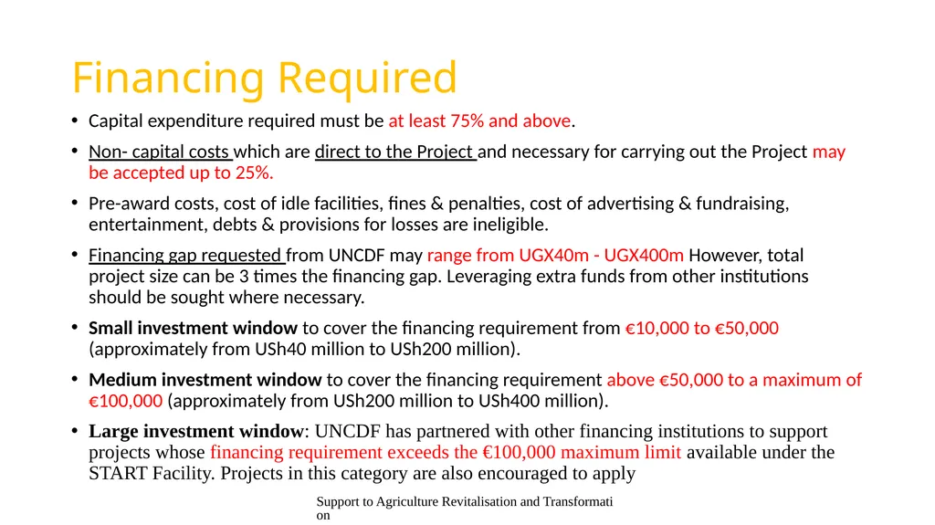 Presentation content Support to Agriculture - slide 10 of 30