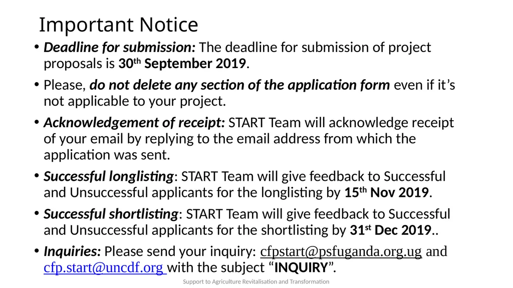 Presentation content Support to Agriculture - slide 30 of 30