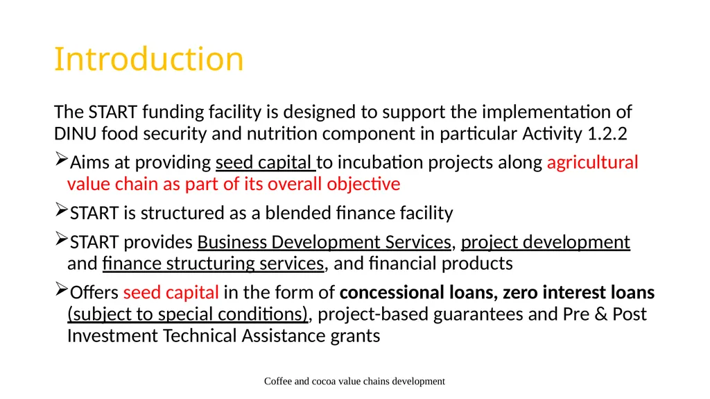 Presentation content Support to Agriculture - slide 3 of 30