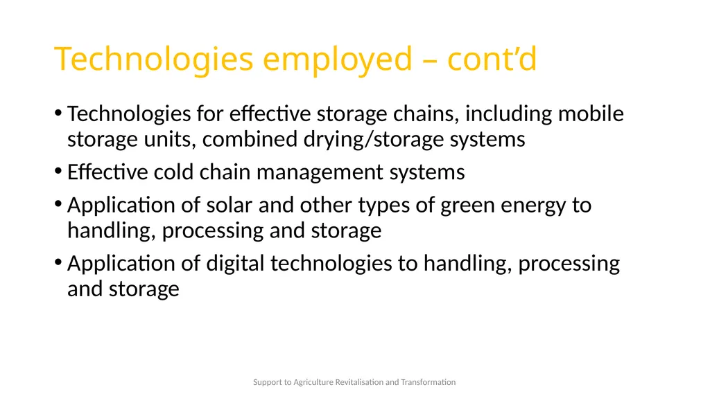 Presentation content Support to Agriculture - slide 14 of 30