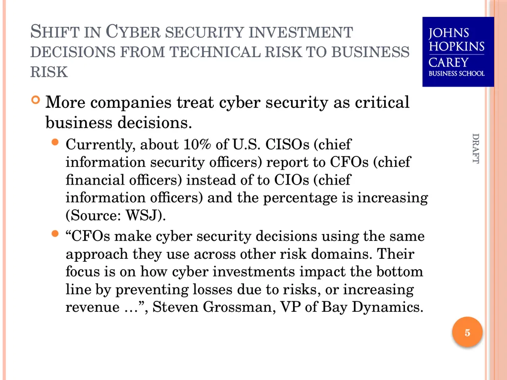 Assessing Cyber Security Investment Options: An - slide 5 of 24