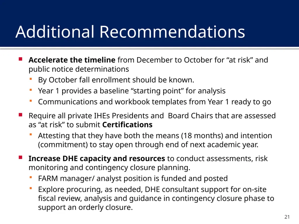 Financial Assessment and Risk Monitoring (FARM) of - slide 21 of 24