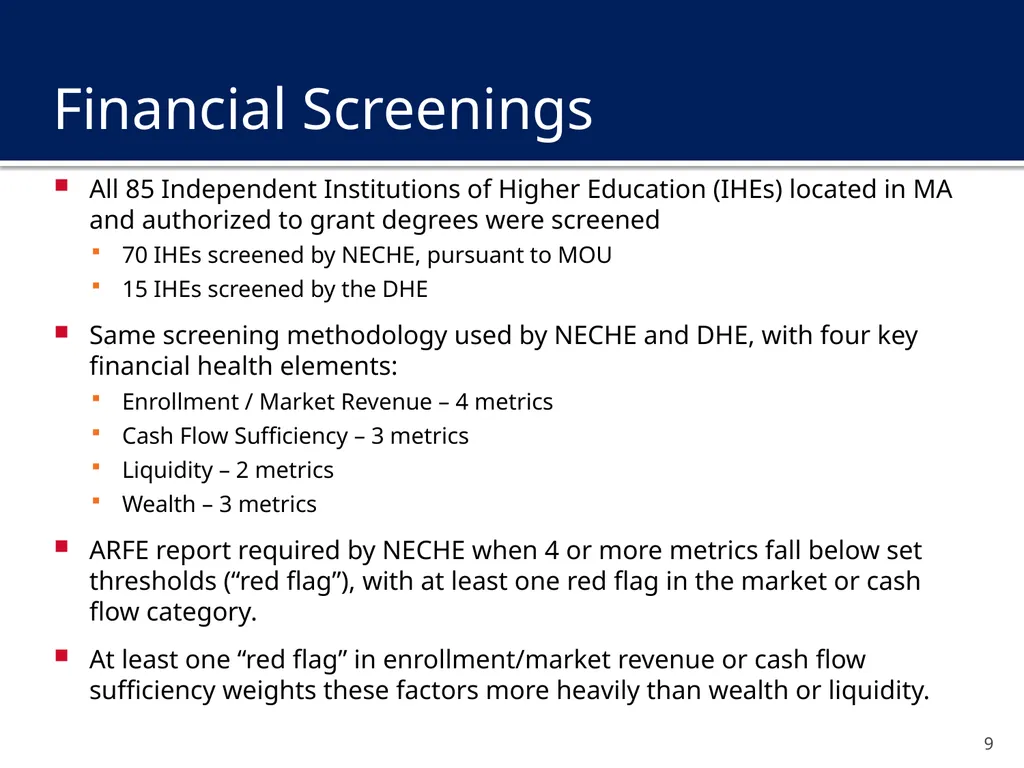 Financial Assessment and Risk Monitoring (FARM) of - slide 9 of 24