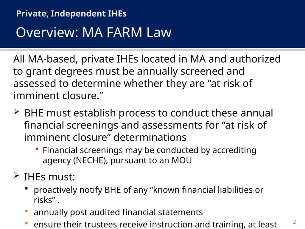 Financial Assessment and Risk Monitoring (FARM) of - slide 2 of 24