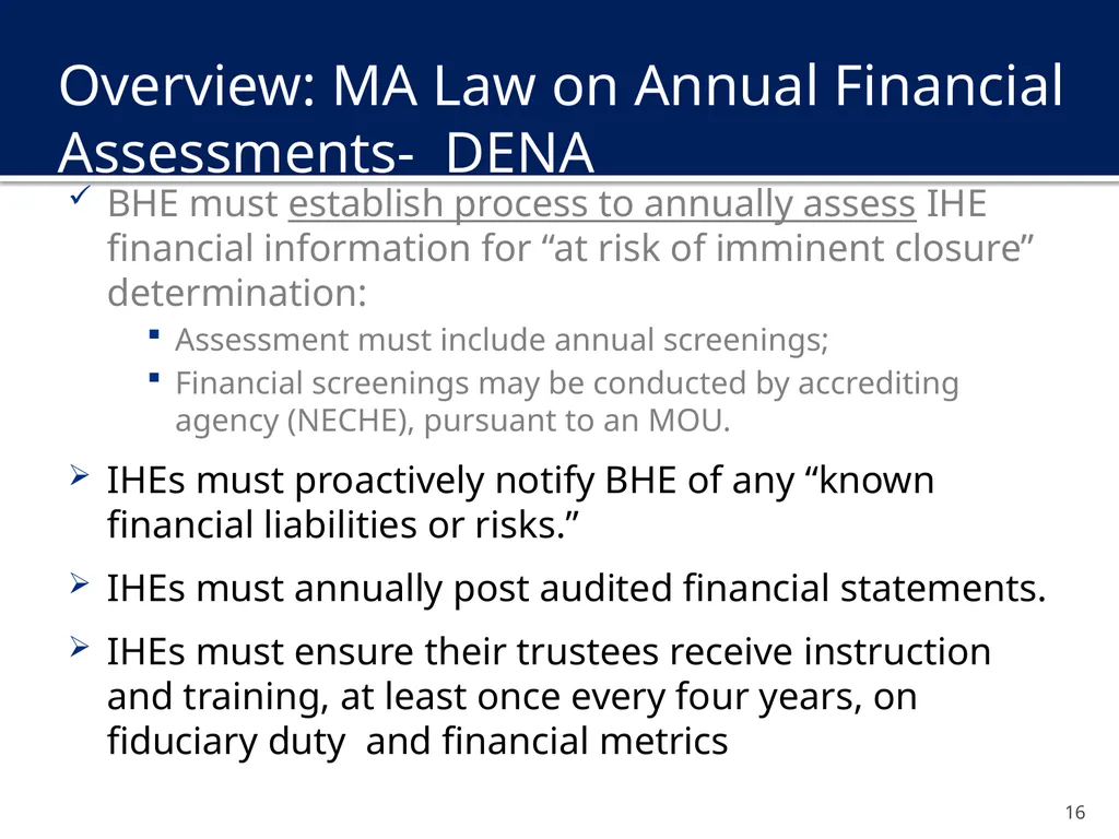 Financial Assessment and Risk Monitoring (FARM) of - slide 16 of 24