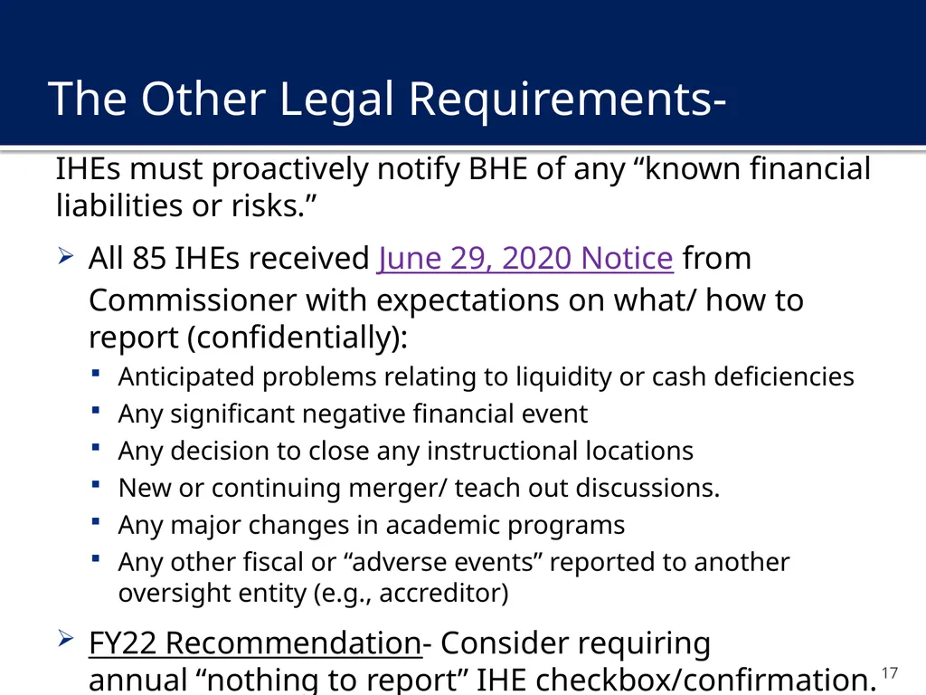 Financial Assessment and Risk Monitoring (FARM) of - slide 17 of 24