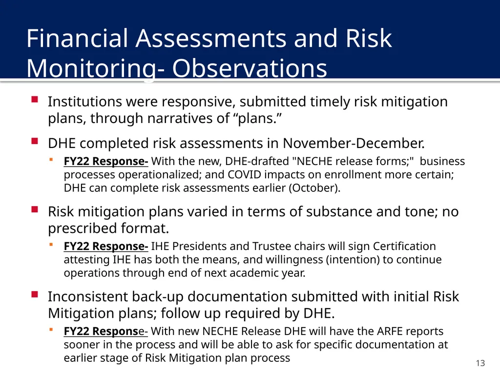 Financial Assessment and Risk Monitoring (FARM) of - slide 13 of 24