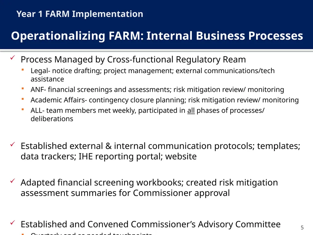 Financial Assessment and Risk Monitoring (FARM) of - slide 5 of 24