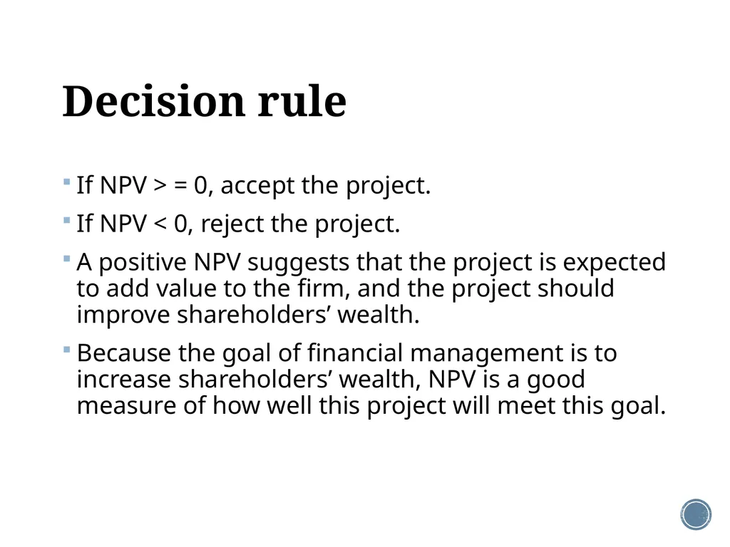 Chapter 5: Net present value and other investment - slide 6 of 40