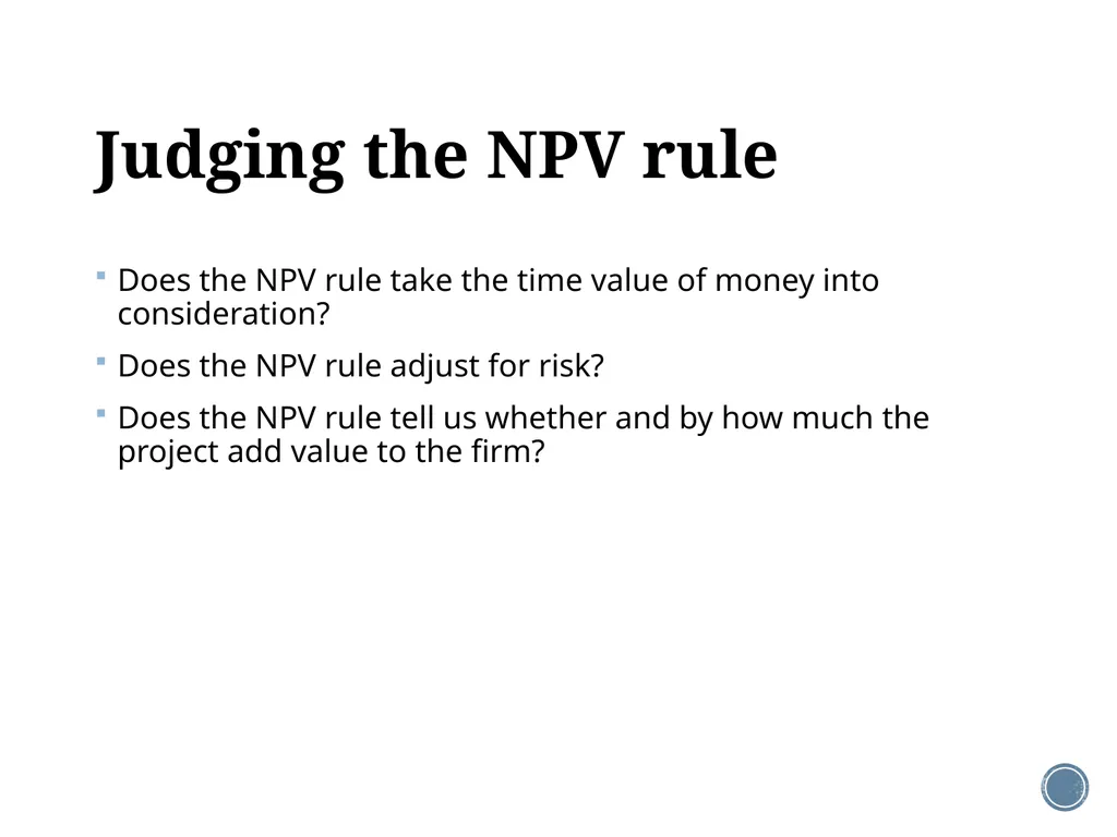 Chapter 5: Net present value and other investment - slide 8 of 40