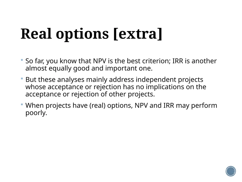 Chapter 5: Net present value and other investment - slide 35 of 40
