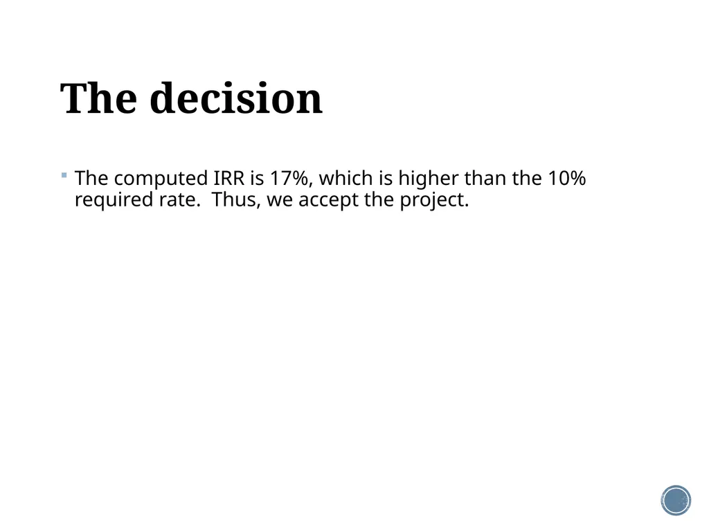 Chapter 5: Net present value and other investment - slide 25 of 40