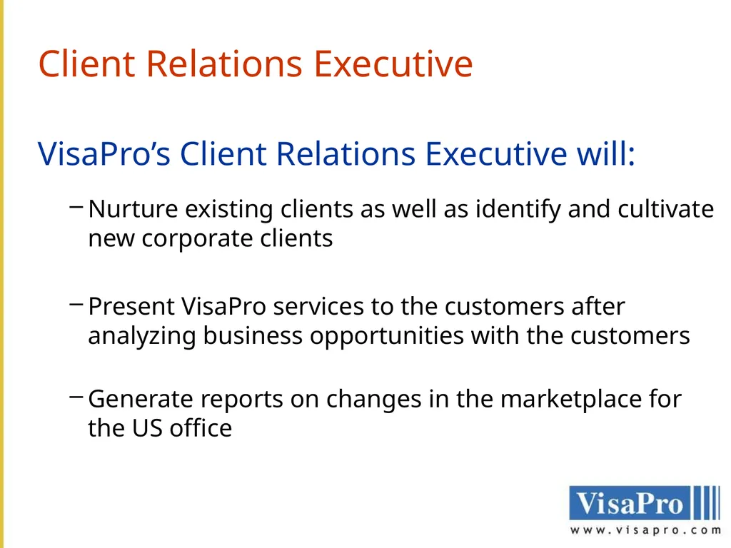 VisaPro Services Pvt. Ltd. THE COMPANY VisaPro - slide 8 of 10